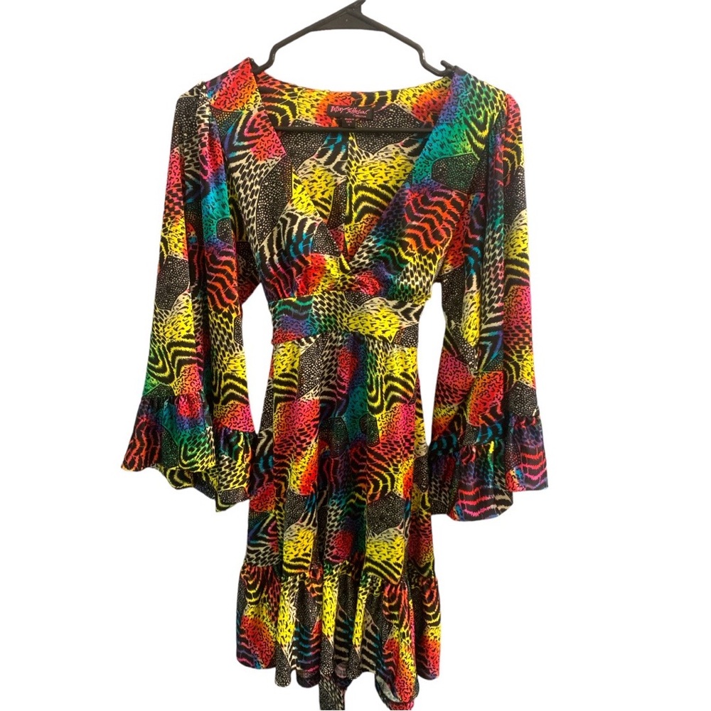 Betsey Johnson rainbow animal print dress